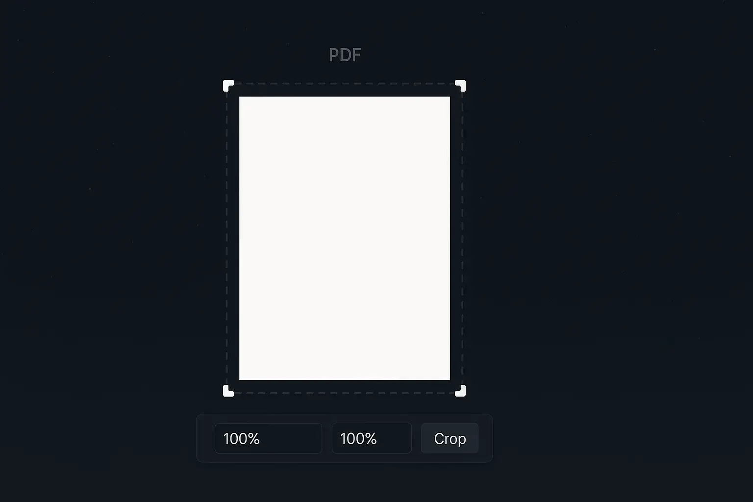 Adjusting the PDF crop area with visual handles and precise margin input fields.