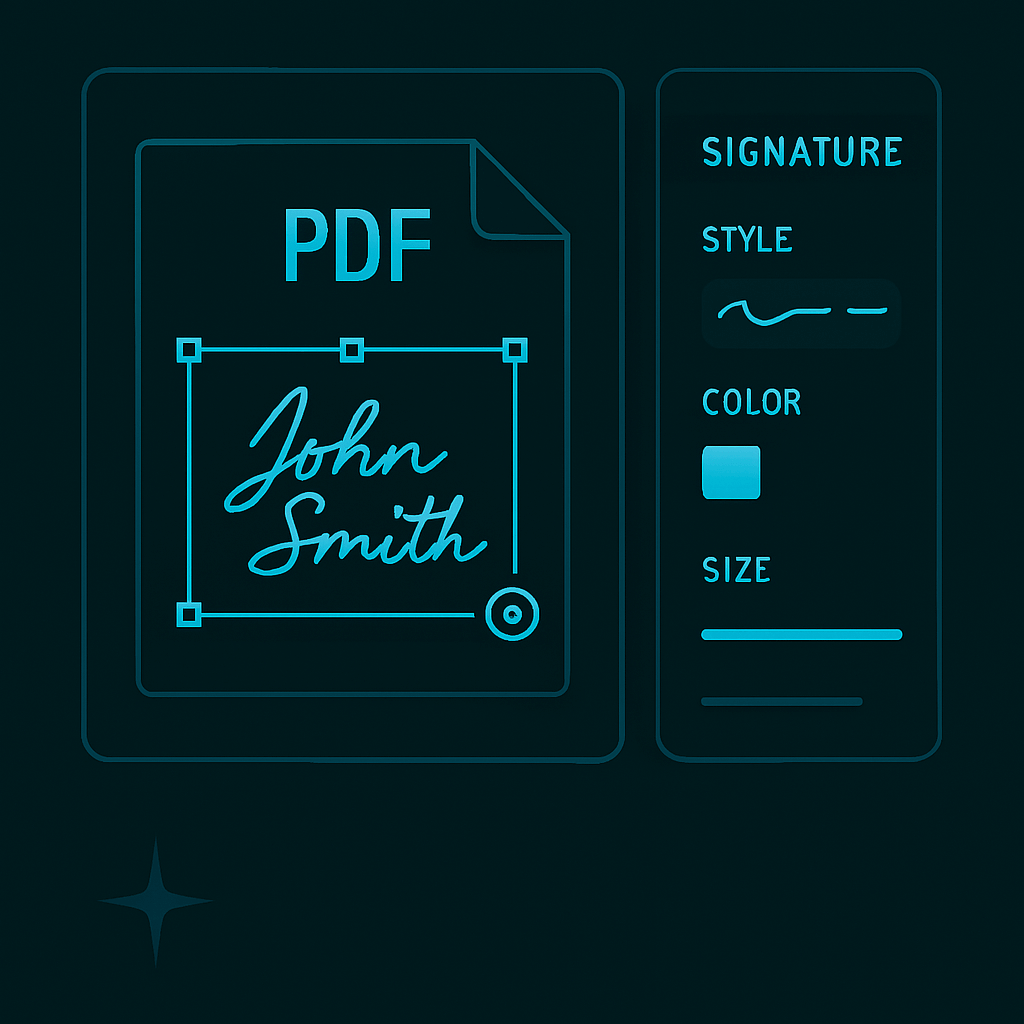 Placing and customizing signature on PDF pages online
