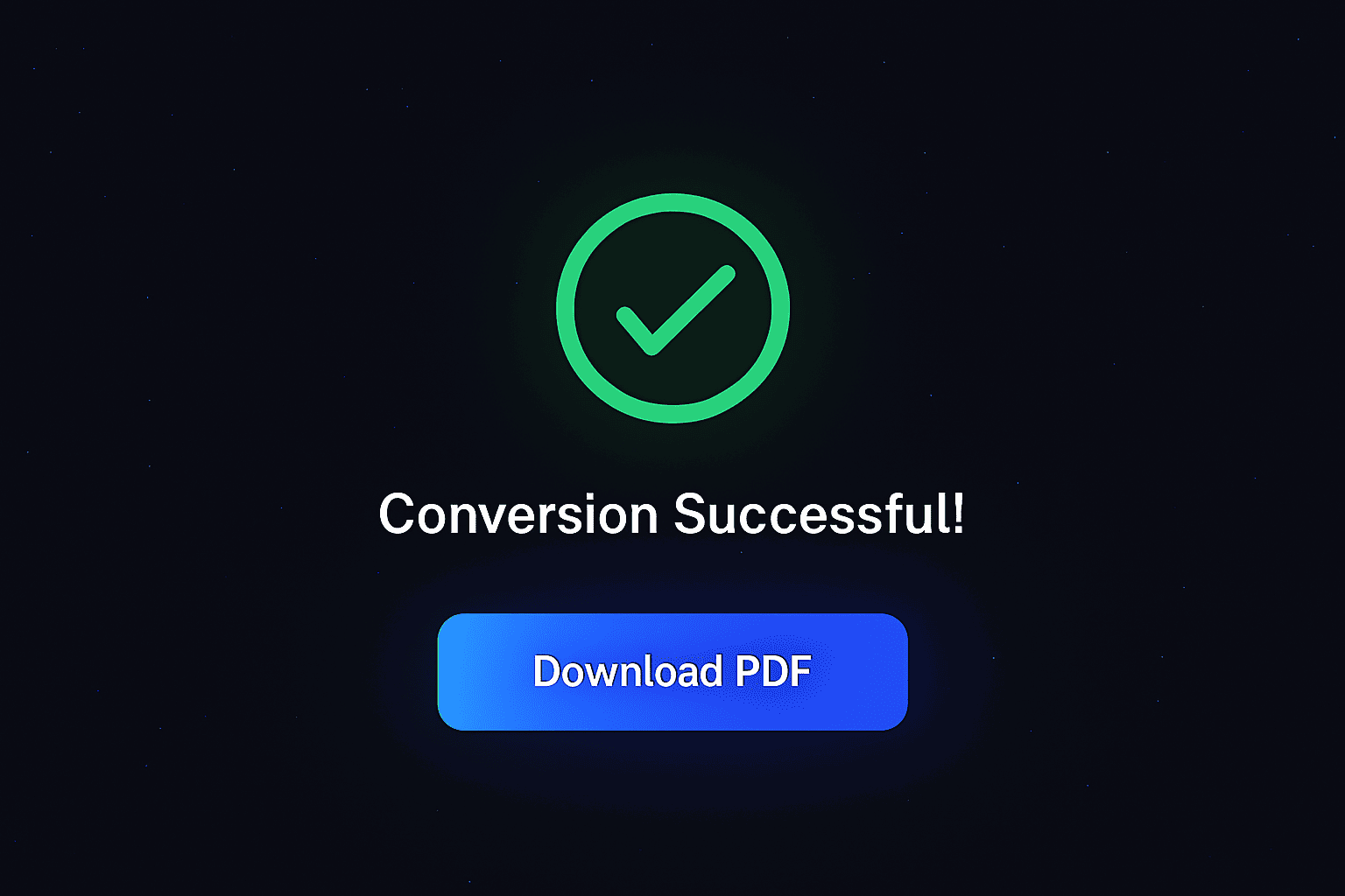 The final step in the HTML to PDF conversion process, with a 'Download PDF' button available after a successful conversion.